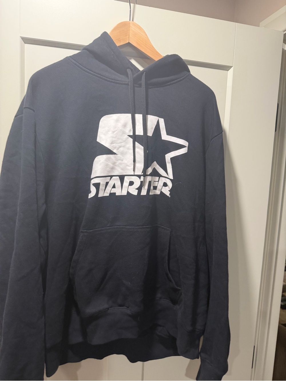 Starter Men's Navy Hoodie with White Logo